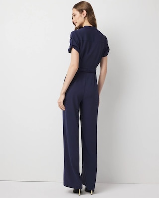 Button Front Crepe Jumpsuit | White House Black Market